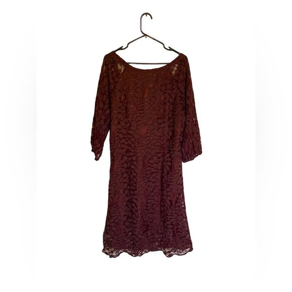 Garnet Hill Boheme Easy Lace Dress Mini Deep Mahogany Size 16 - Picture 3 of 7